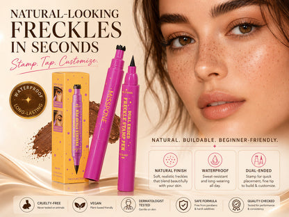 👑 3-in-1 Waterproof Freckle Stamp Pen & Fine-Tip Liner