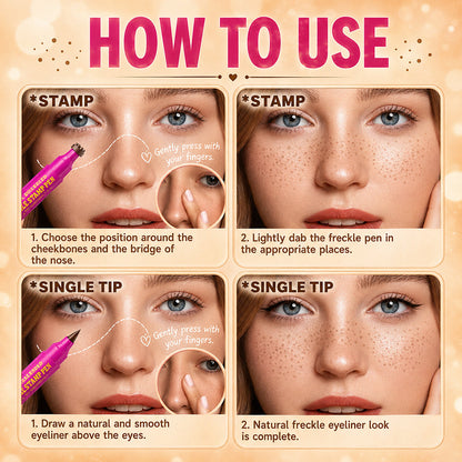 👑 3-in-1 Waterproof Freckle Stamp Pen & Fine-Tip Liner