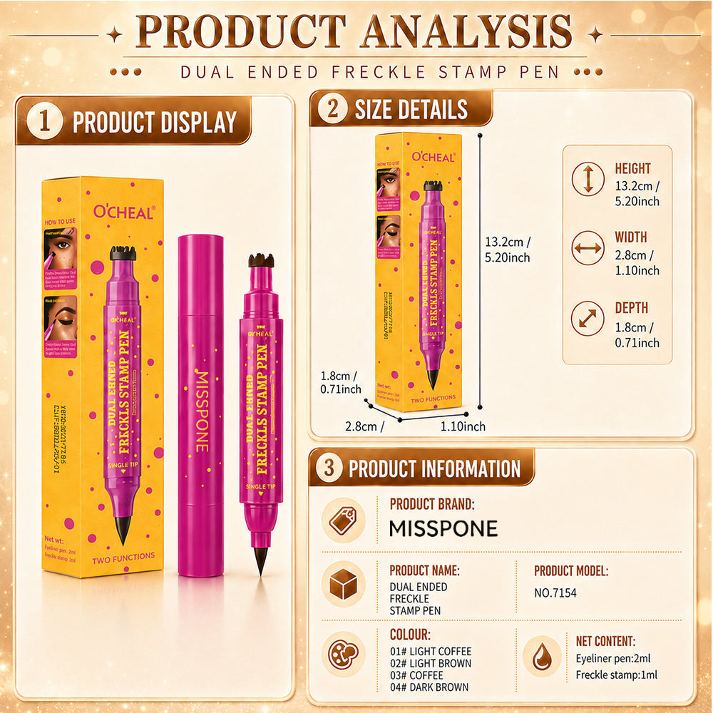 👑 3-in-1 Waterproof Freckle Stamp Pen & Fine-Tip Liner