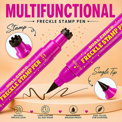 👑 3-in-1 Waterproof Freckle Stamp Pen & Fine-Tip Liner