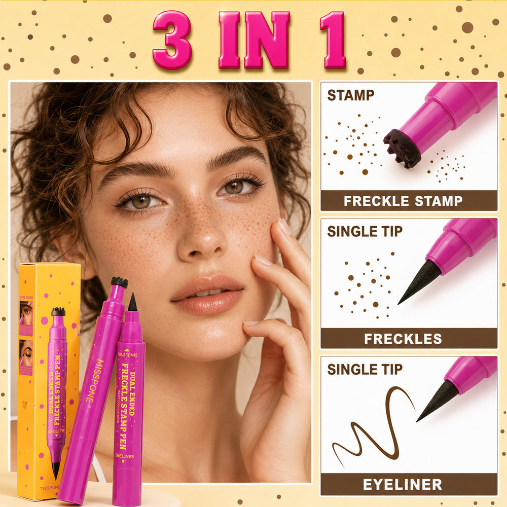 👑 3-in-1 Waterproof Freckle Stamp Pen & Fine-Tip Liner