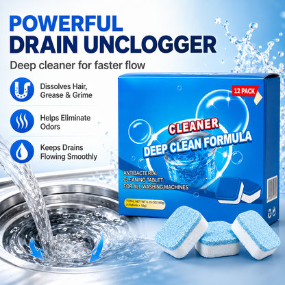 💥LAST DAY 49% OFF🫧Drain Cleaning Tablets 12 Pack For Sinks, Showers & Washing Machines