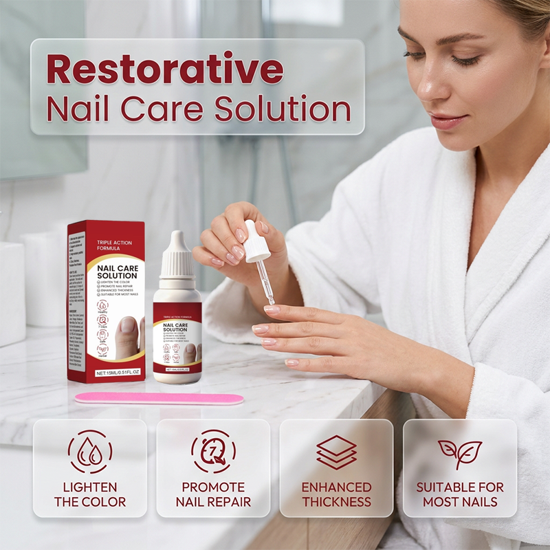 Woman using AOVOP Triple Action Nail Care Repair Solution