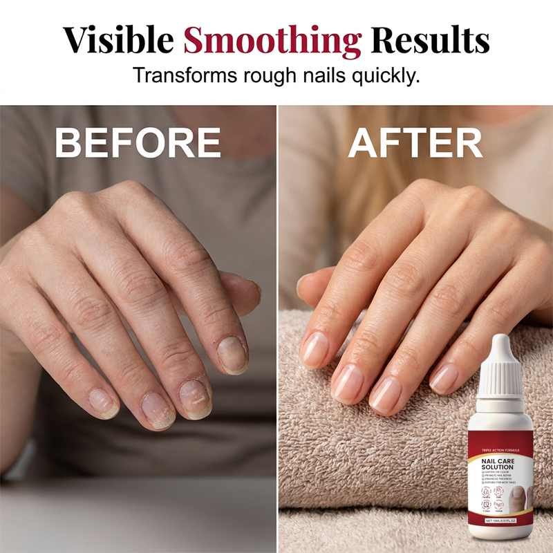 Before and after visible smoothing nail results