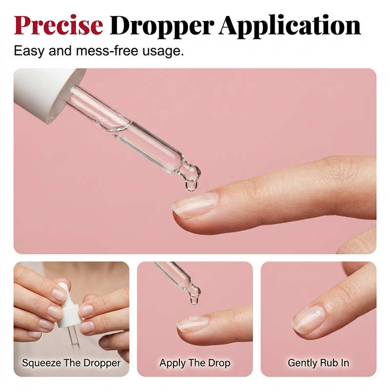 Precise dropper application on a fingernail